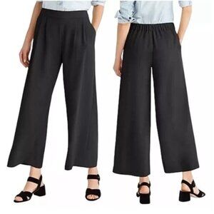 J.Crew Pants Black Pull On Wide Leg Cropped 365 Crepe